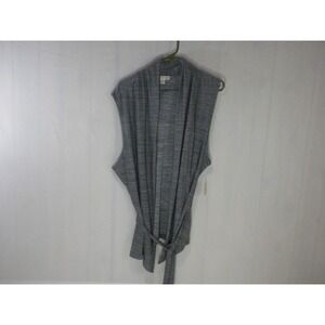 Coldwater Creek Sweater Vest 2X Gray‎ Waterstone Tie Open Front Cardigan NWT